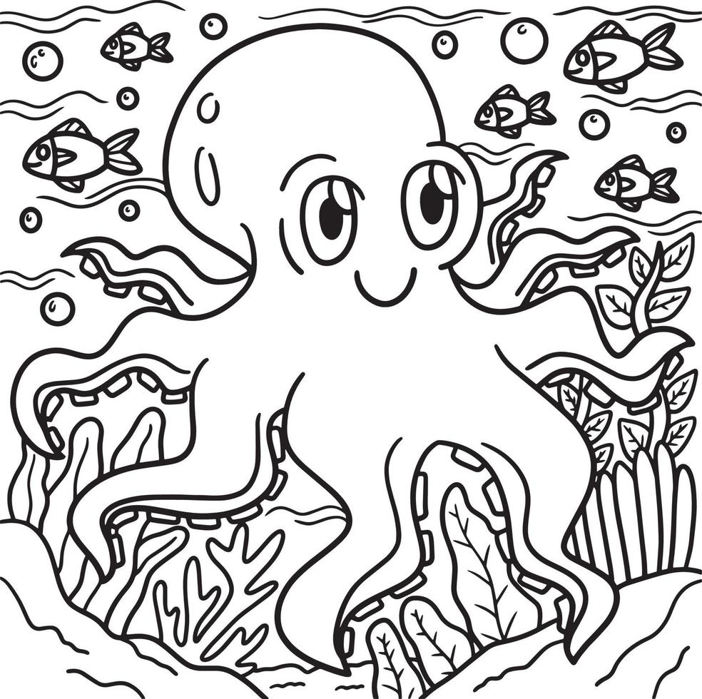 Octopus Coloring Page for Kids vector