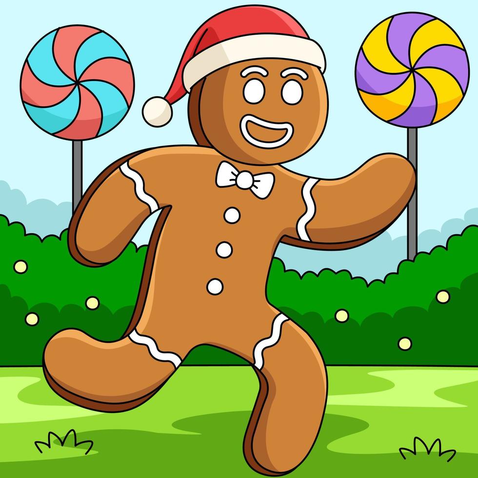 hombre de pan de jengibre de navidad dibujos animados de colores vector