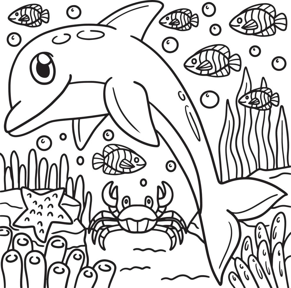 dibujo de delfines para colorear para niños vector