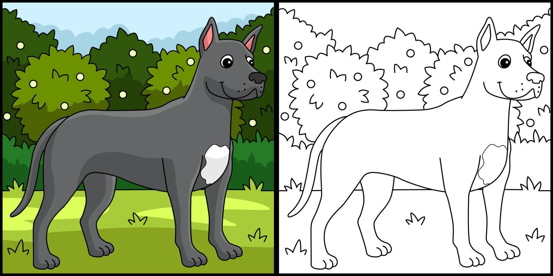 gran danés perro para colorear página color ilustración vector