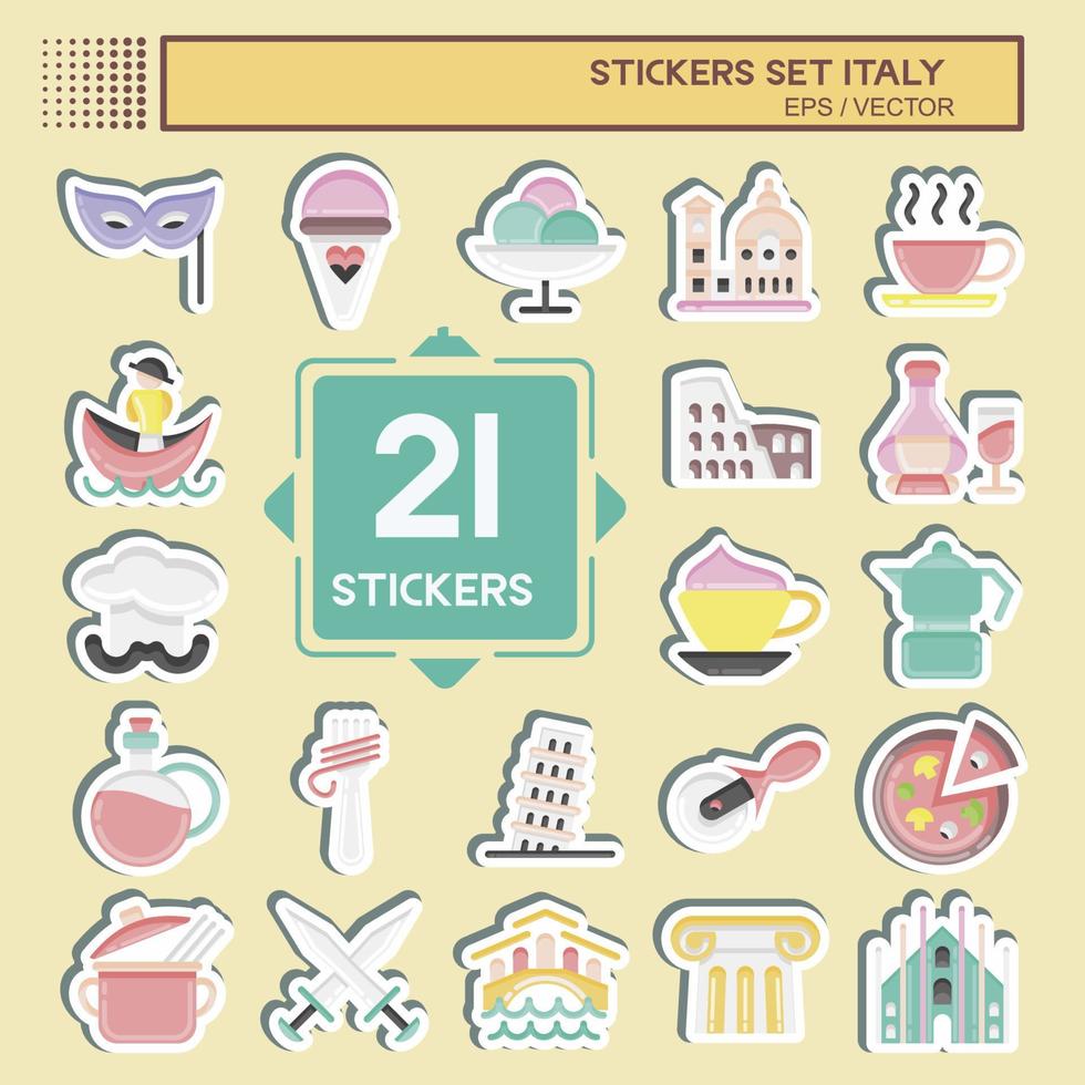 Sticker Set Italy. suitable for education symbol. simple design editable. design template vector. simple illustration vector