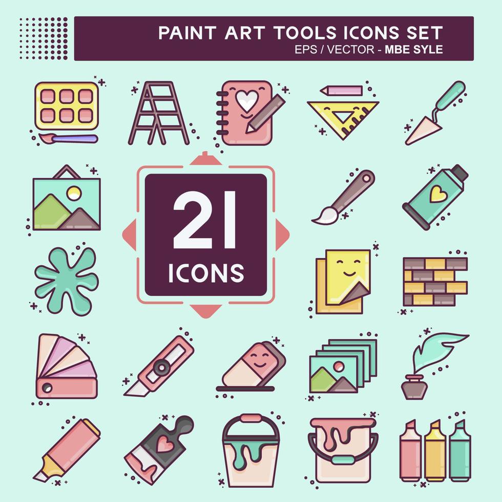 conjunto de iconos herramientas de arte de pintura. adecuado para el símbolo de la educación. estilo mbe. diseño simple editable. vector de plantilla de diseño. ilustración sencilla