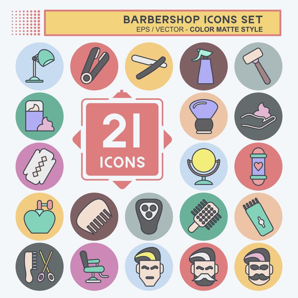 Icon Set Barbershop. suitable for education symbol. color mate style. simple design editable. design template vector. simple illustration vector