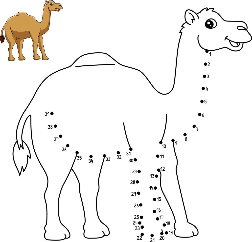 Dot to Dot Dromedary Coloring Page for Kids vector