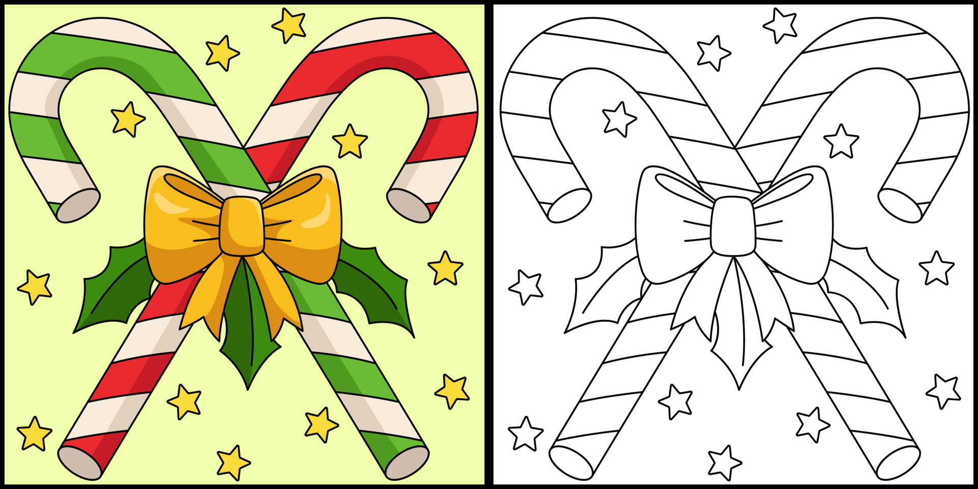 Christmas Candy Cane Coloring Page Illustration 10789289 Vector Art at