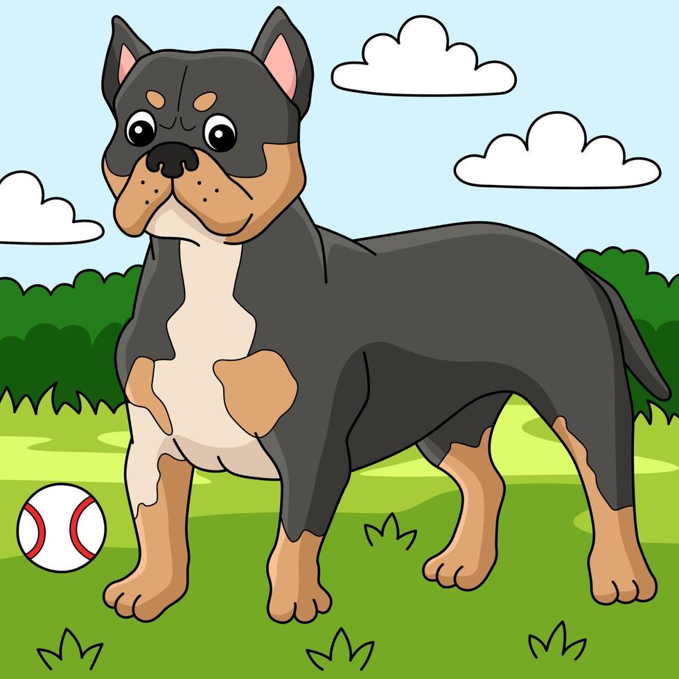 American Bully Dog Colored Cartoon Illustration vector