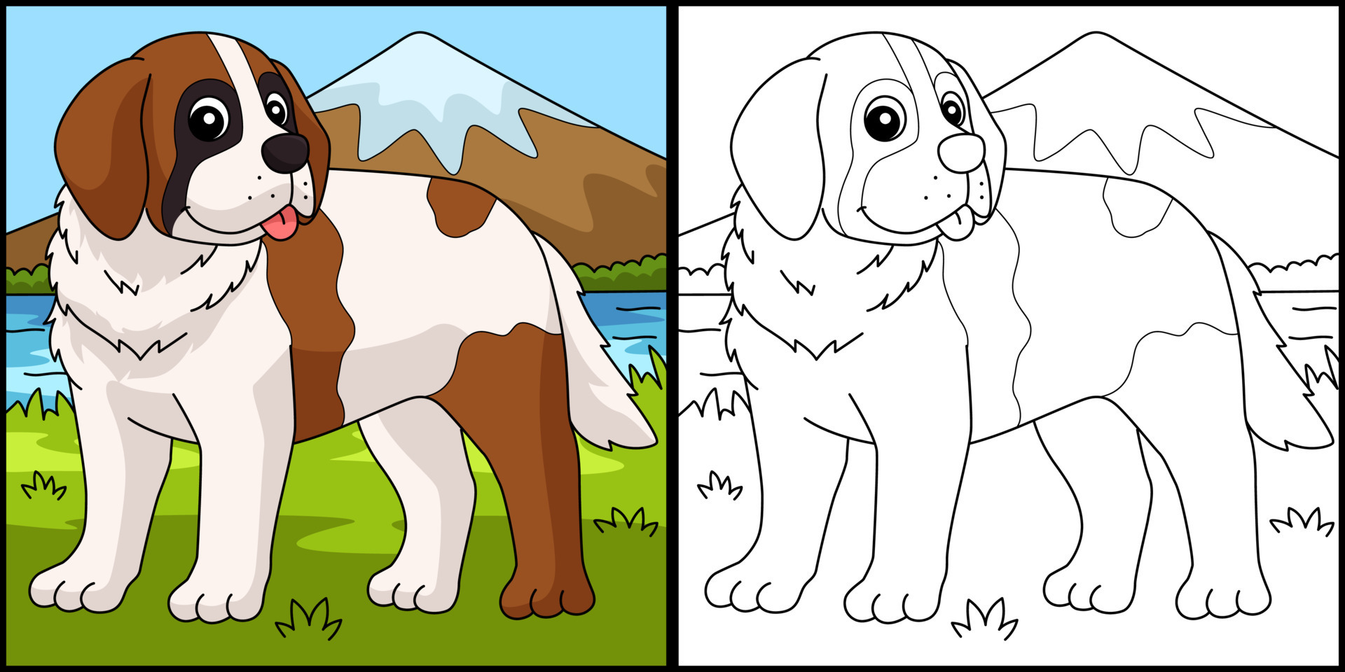 Saint Bernard Dog Coloring Page Illustration 10789299 Vector Art at