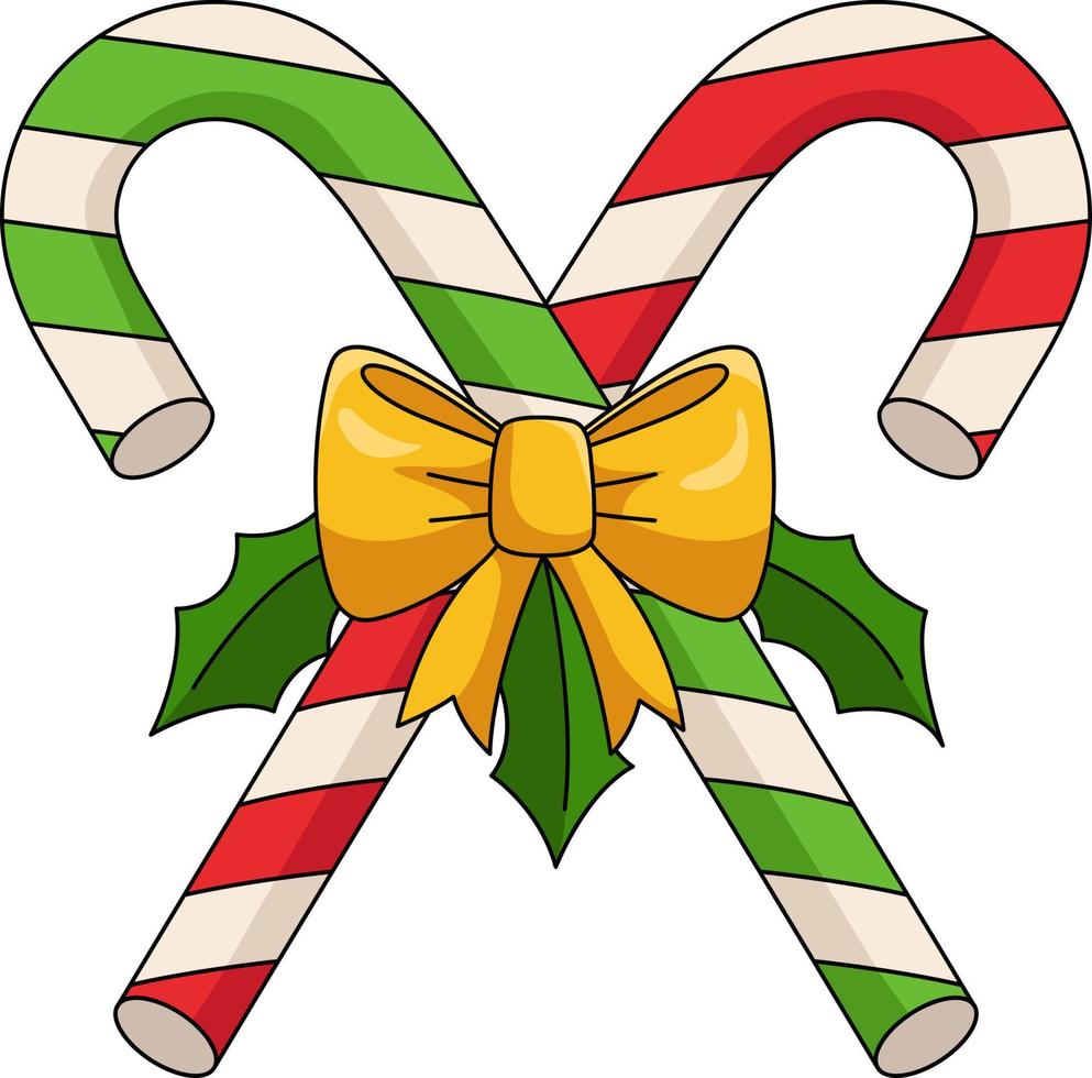 Christmas Candy Cane Cartoon Colored Clipart vector