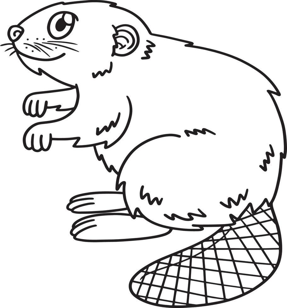 Beaver Isolated Coloring Page for Kids vector