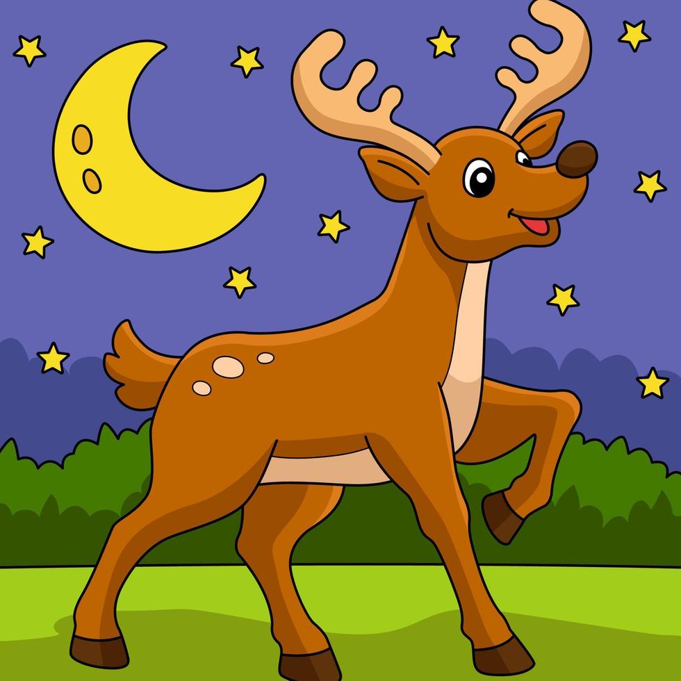 Christmas Reindeer Colored Cartoon Illustration vector