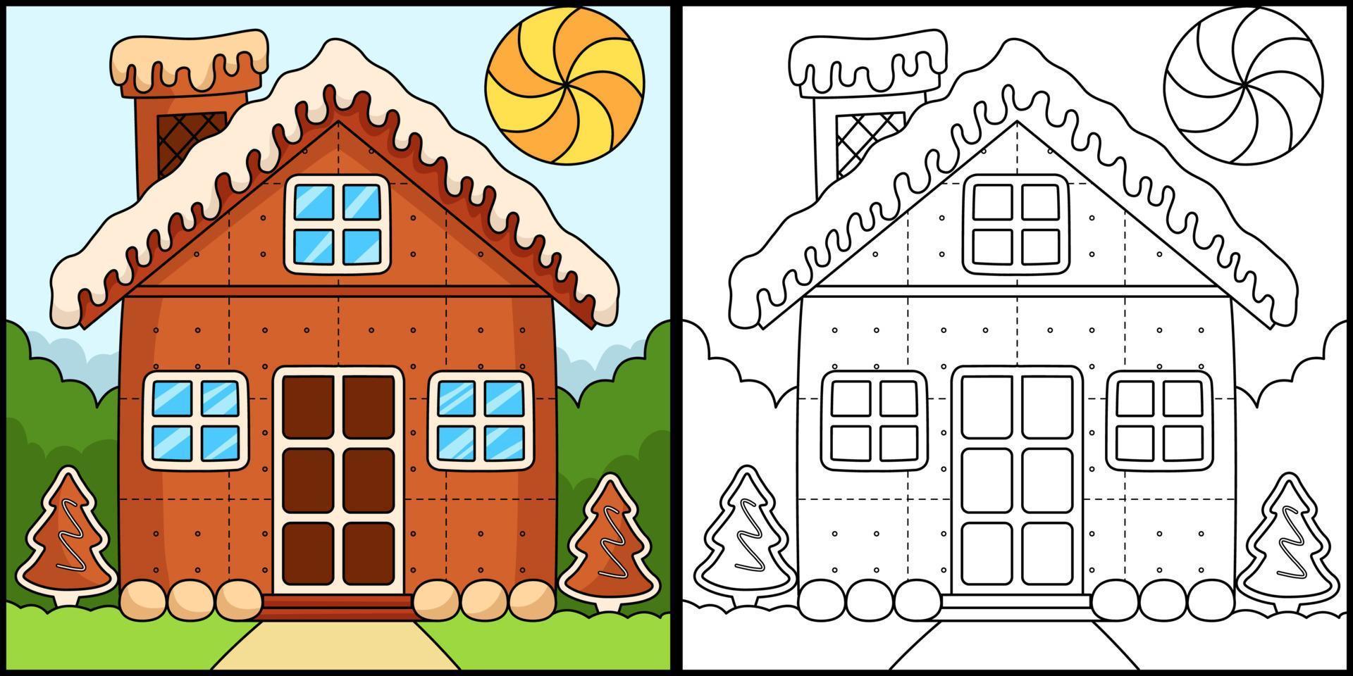 Christmas Gingerbread House Coloring Page vector