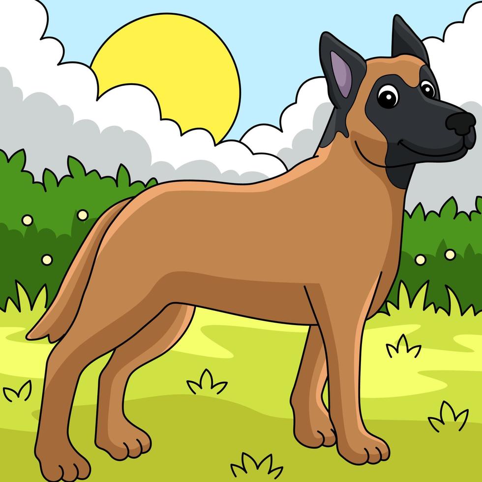 ilustración de dibujos animados de color de perro malinois belga vector