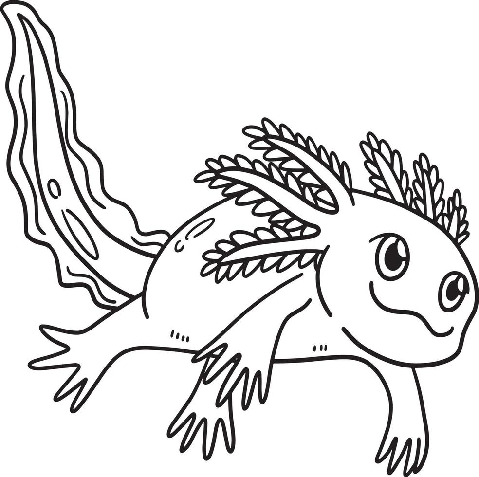 Axolotl Isolated Coloring Page for Kids vector