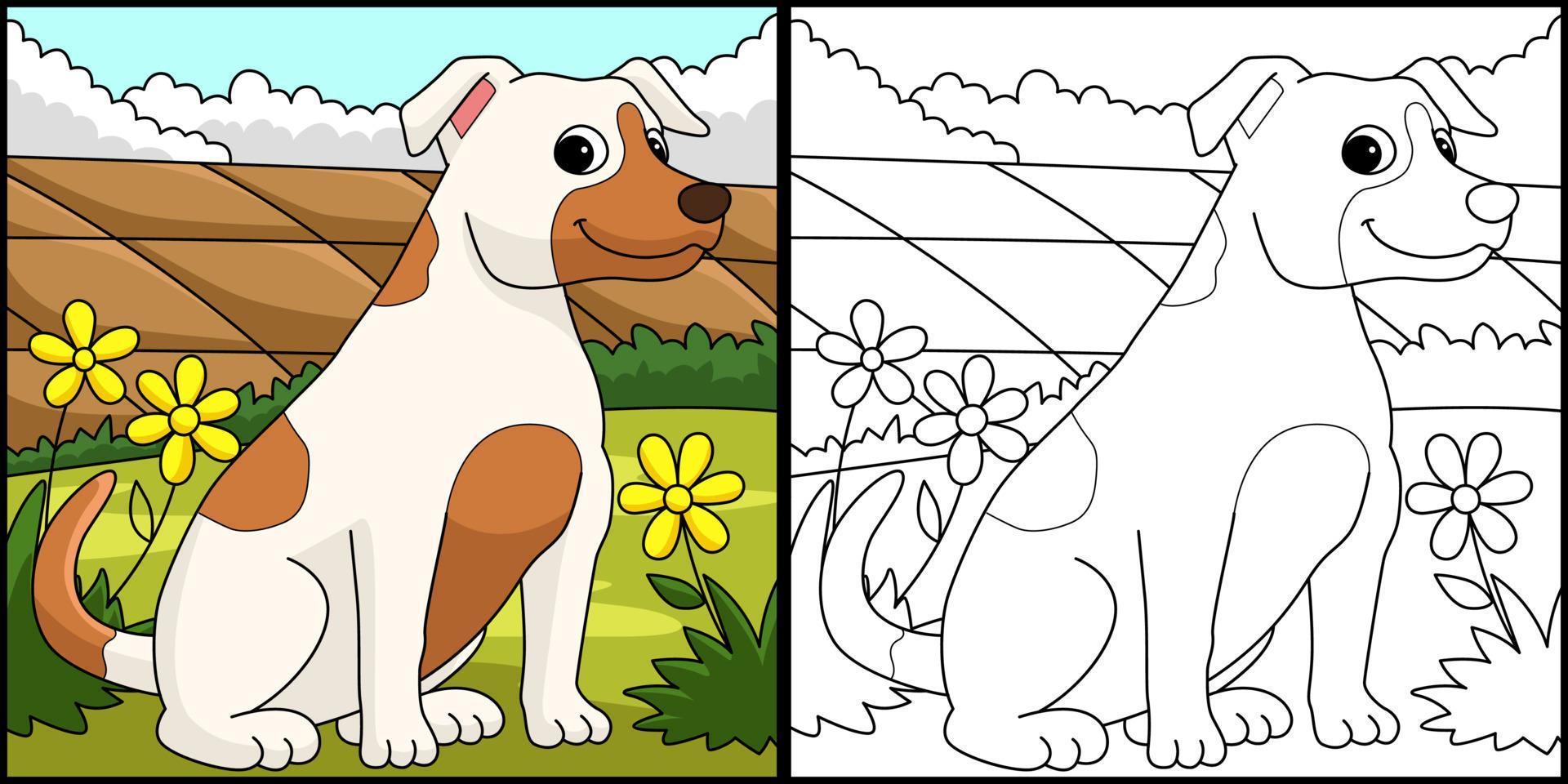 jack russell terrier perro para colorear ilustración vector