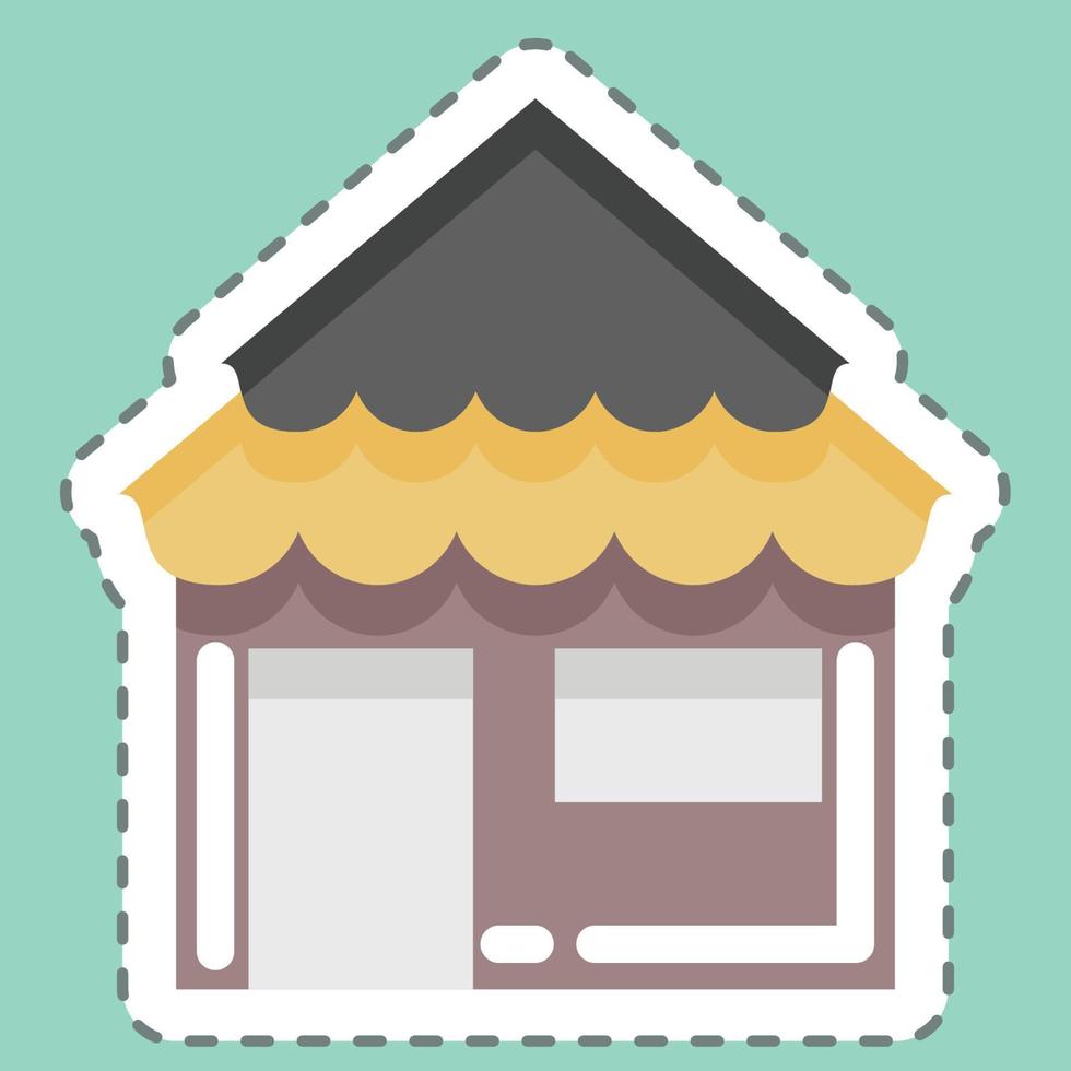 Sticker line cut Bungalow. suitable for Summer symbol. simple design editable. design template vector. simple illustration vector