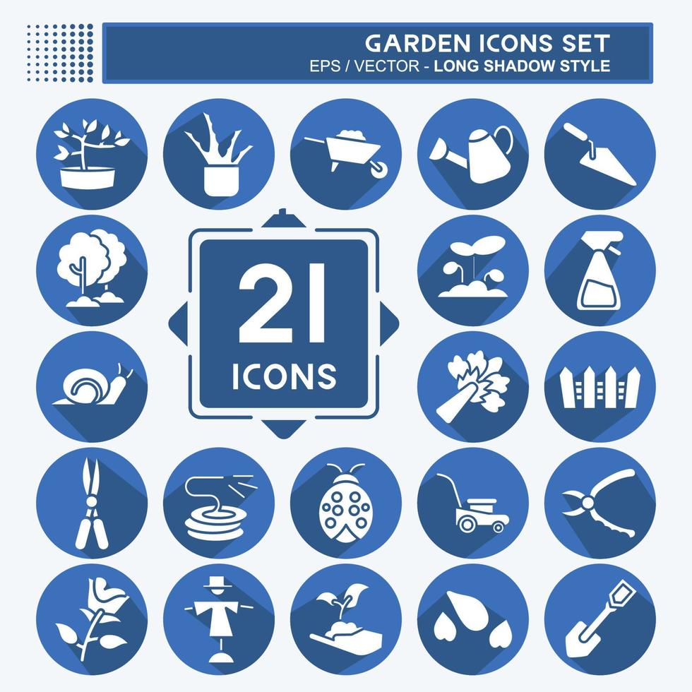 Icon Set Garden. suitable for Garden symbol. long shadow style. simple design editable. design template vector. simple illustration vector