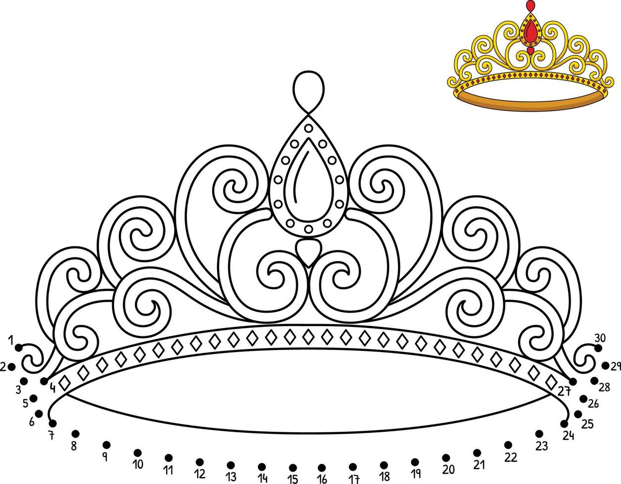 Dibujo de corona de princesa punto a punto para colorear 10789499 Vector en  Vecteezy