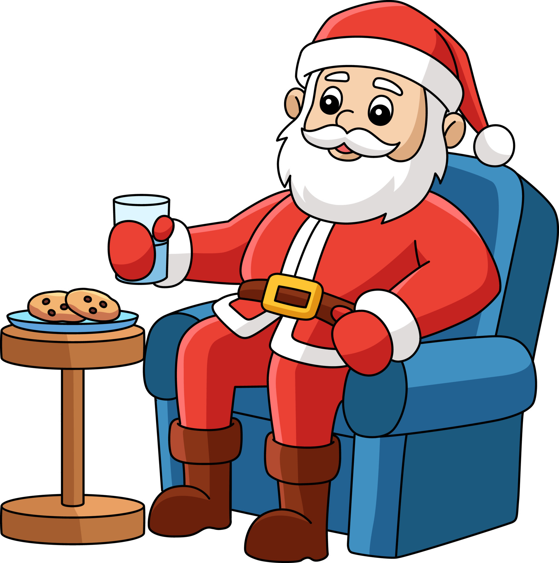 Christmas Santa Sitting On A Chair Cartoon Clipart 10789508 Vector Art