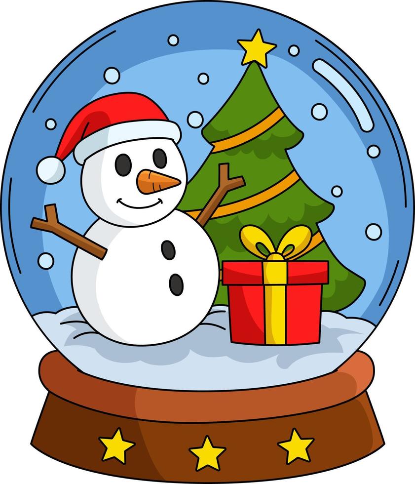 Christmas Snow Globe Cartoon Colored Clipart vector