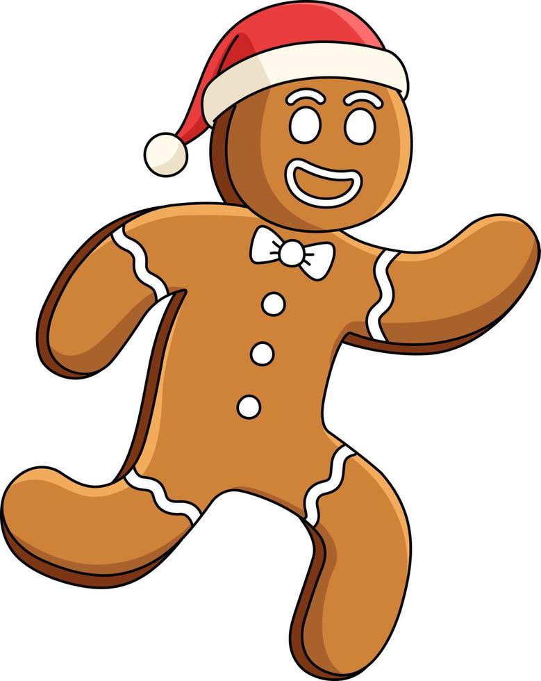 navidad pan de jengibre hombre dibujos animados coloreado vector