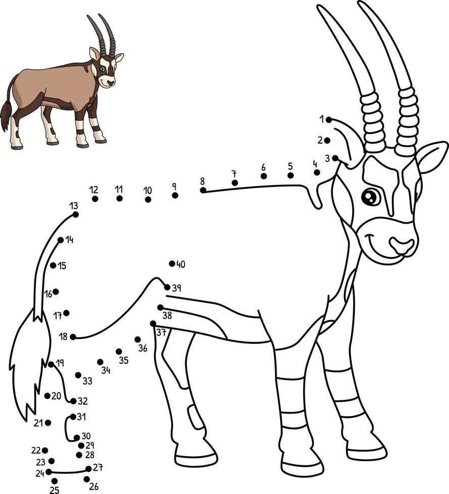 Dot to Dot Oryx Coloring Page for Kids vector