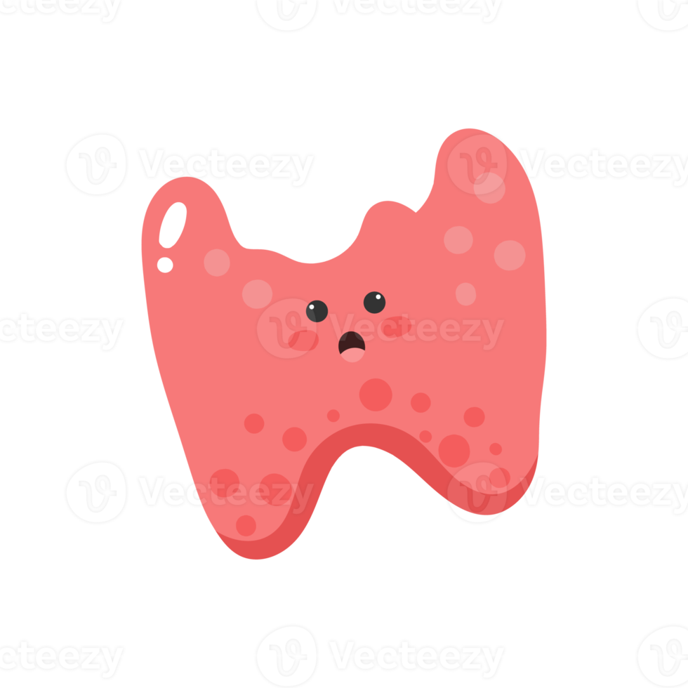 Cute cartoon thyroid. Thyroid illustration. png