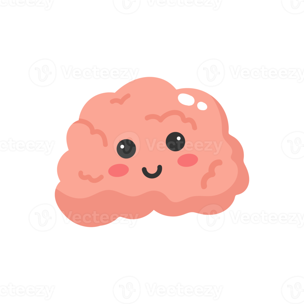 Cute cartoon brain. Brain illustration. png