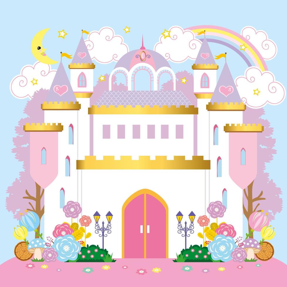 white fairytale castle illustration vector