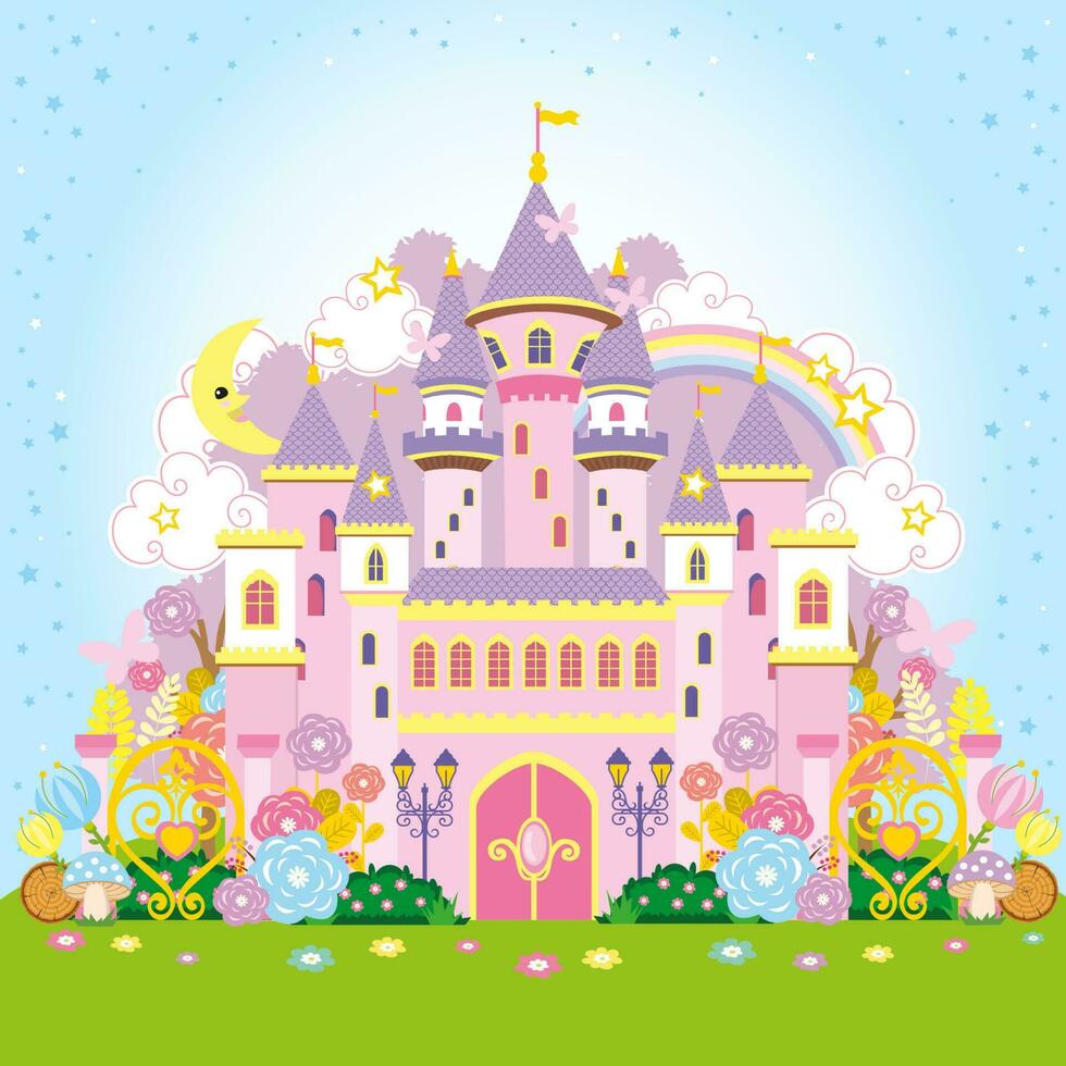 princess fairytale castle illustration vector