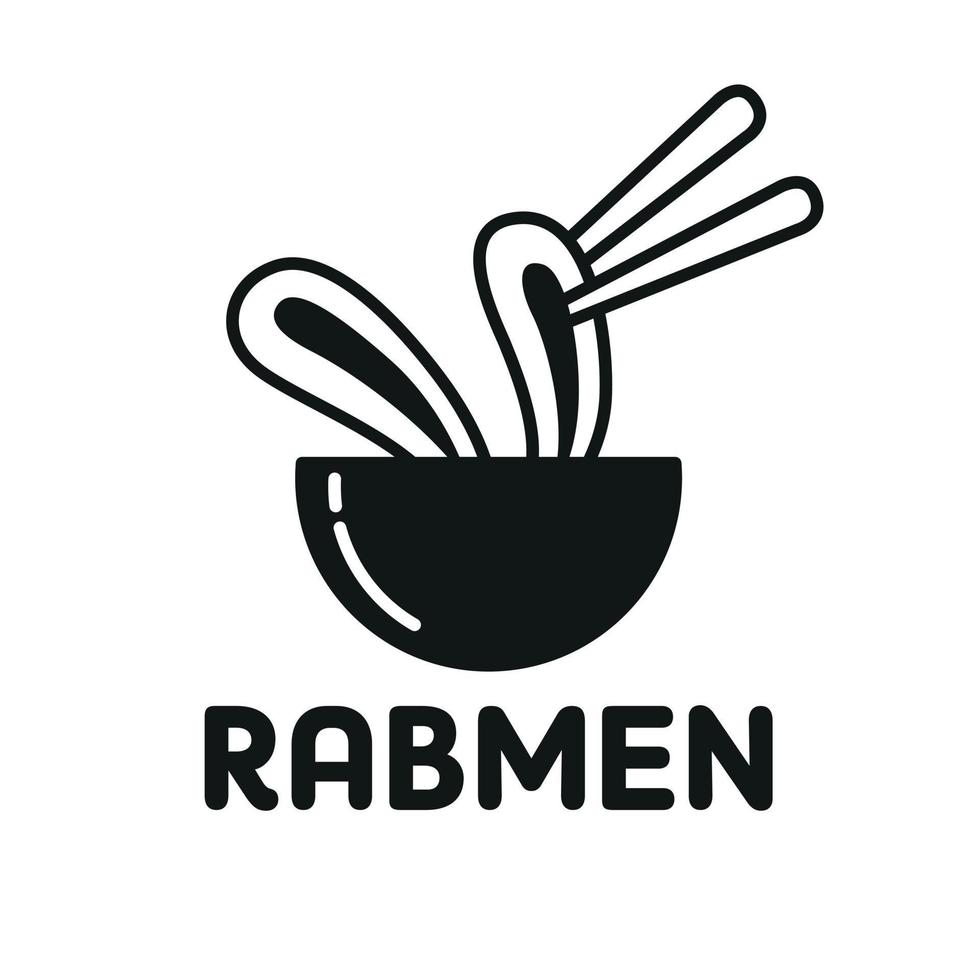 Cute Ramen Bunny logo mascot. Rabmen Rabbit Ramen logo vector