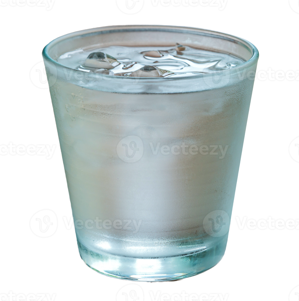 Drinking glass with ice, Transparent background. png