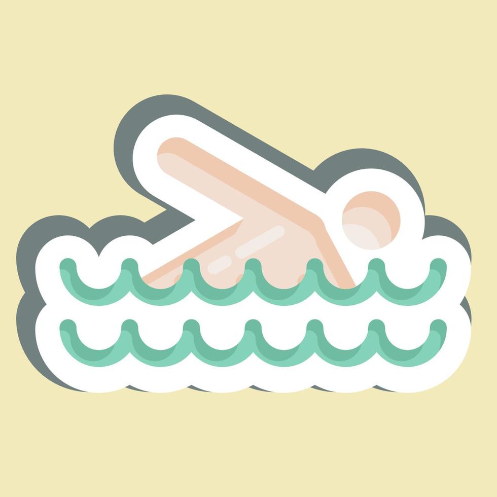 Sticker Swimming. suitable for Summer symbol. simple design editable. design template vector. simple illustration vector