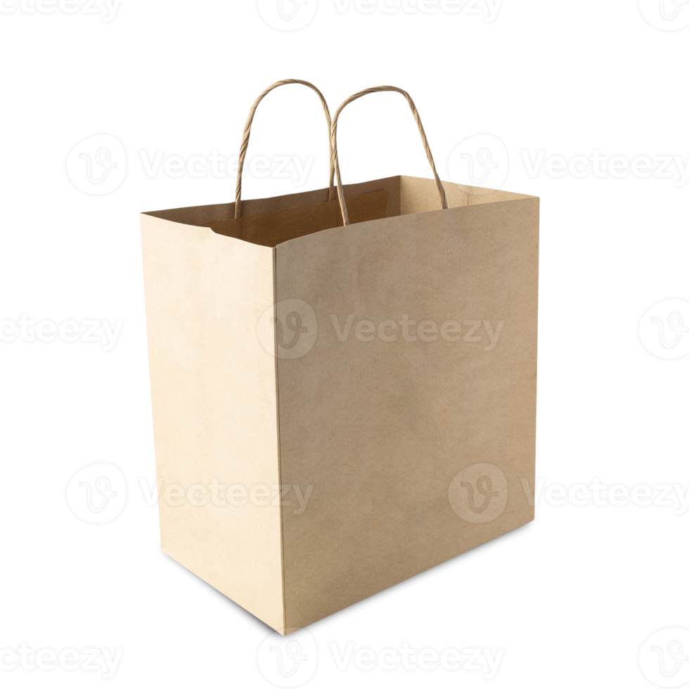 Brown paper shopping bag cutout, Png file