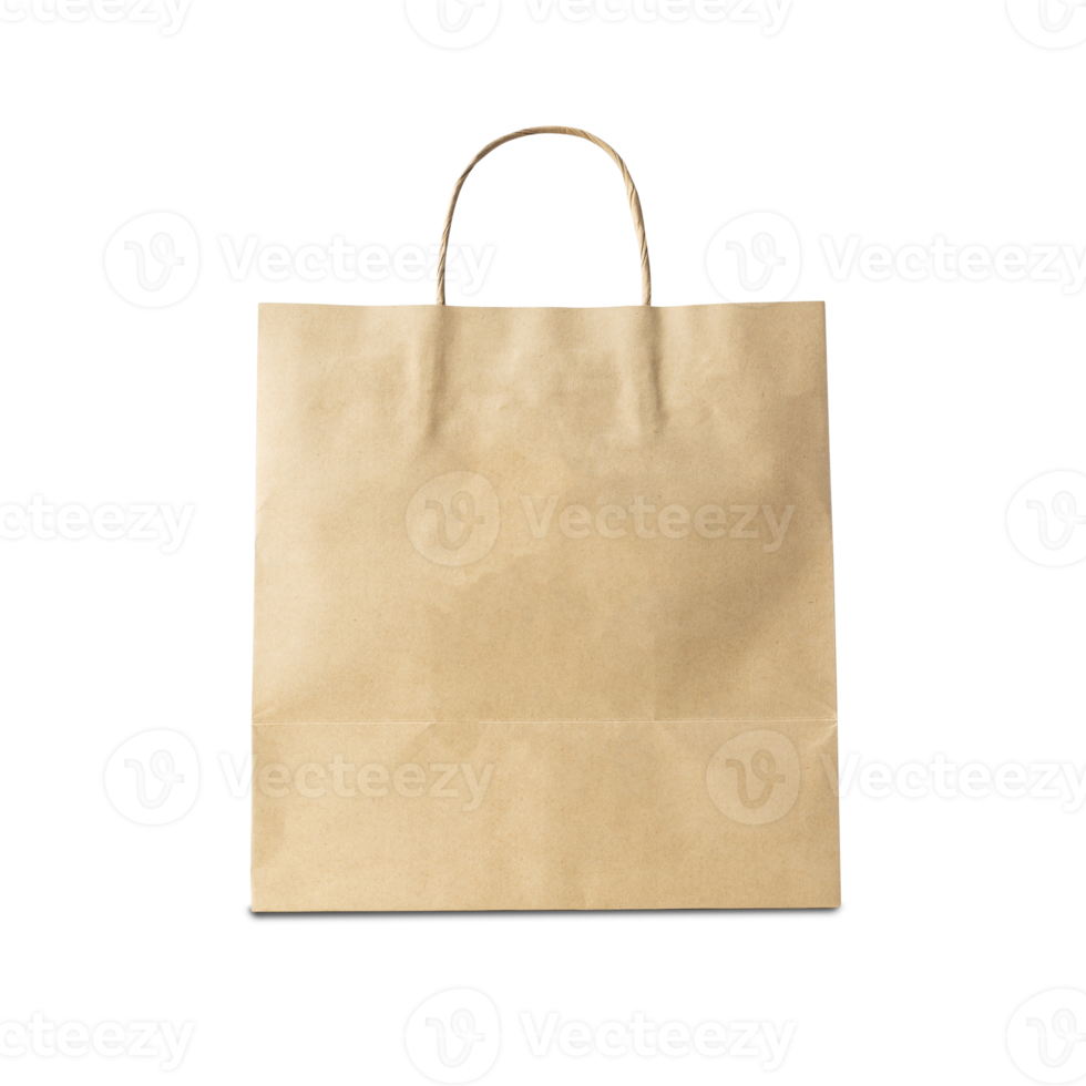 Brown paper shopping bag cutout, Png file