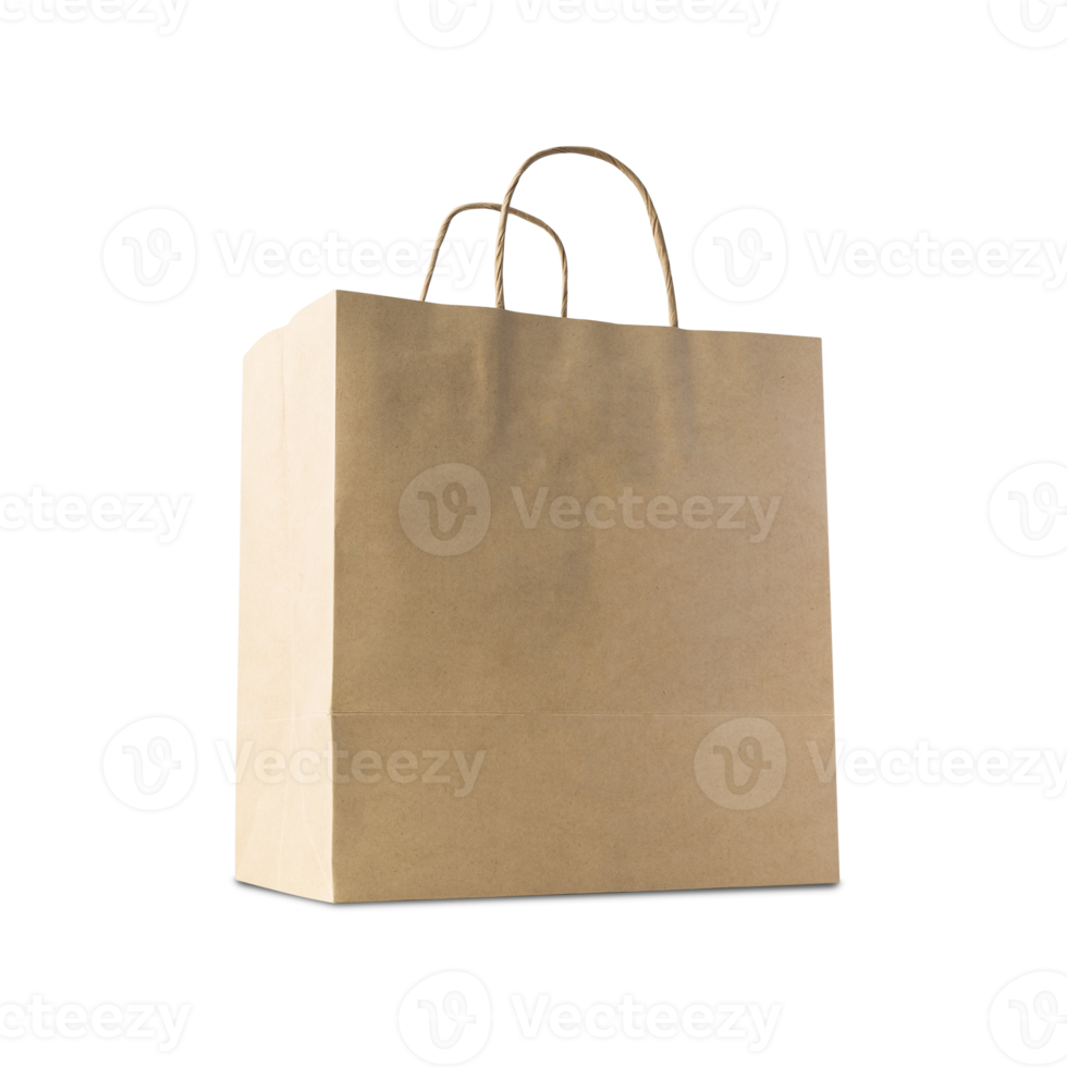 Brown paper shopping bag cutout, Png file