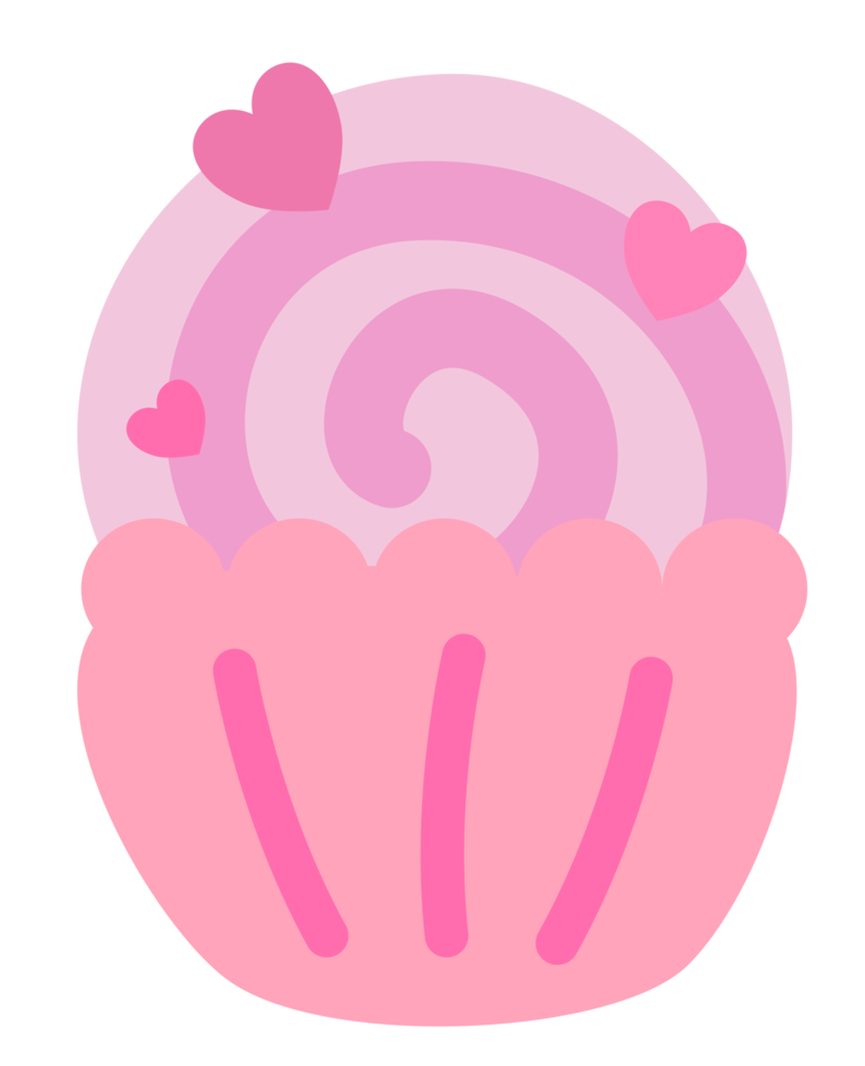 hand drawn illustration of cupcake flat style dessert png