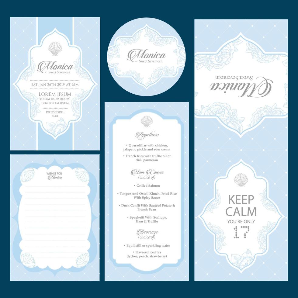 Sweet Seventeen Birthday set vector