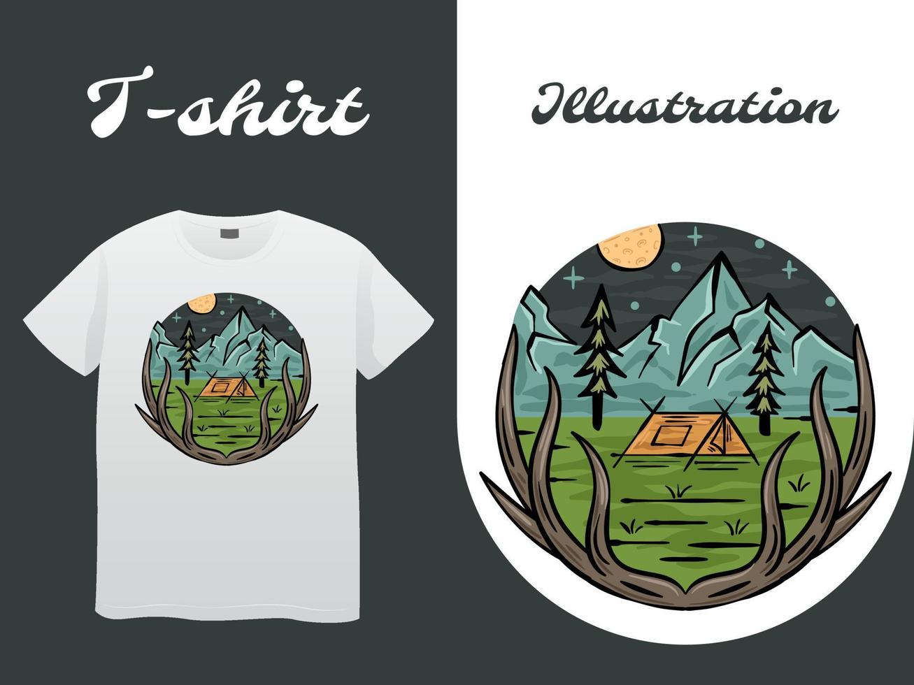 Night Camp Hand Drawing Illustration vector