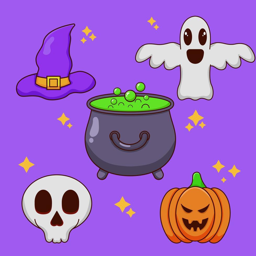 a set of halloween element icon collection vector