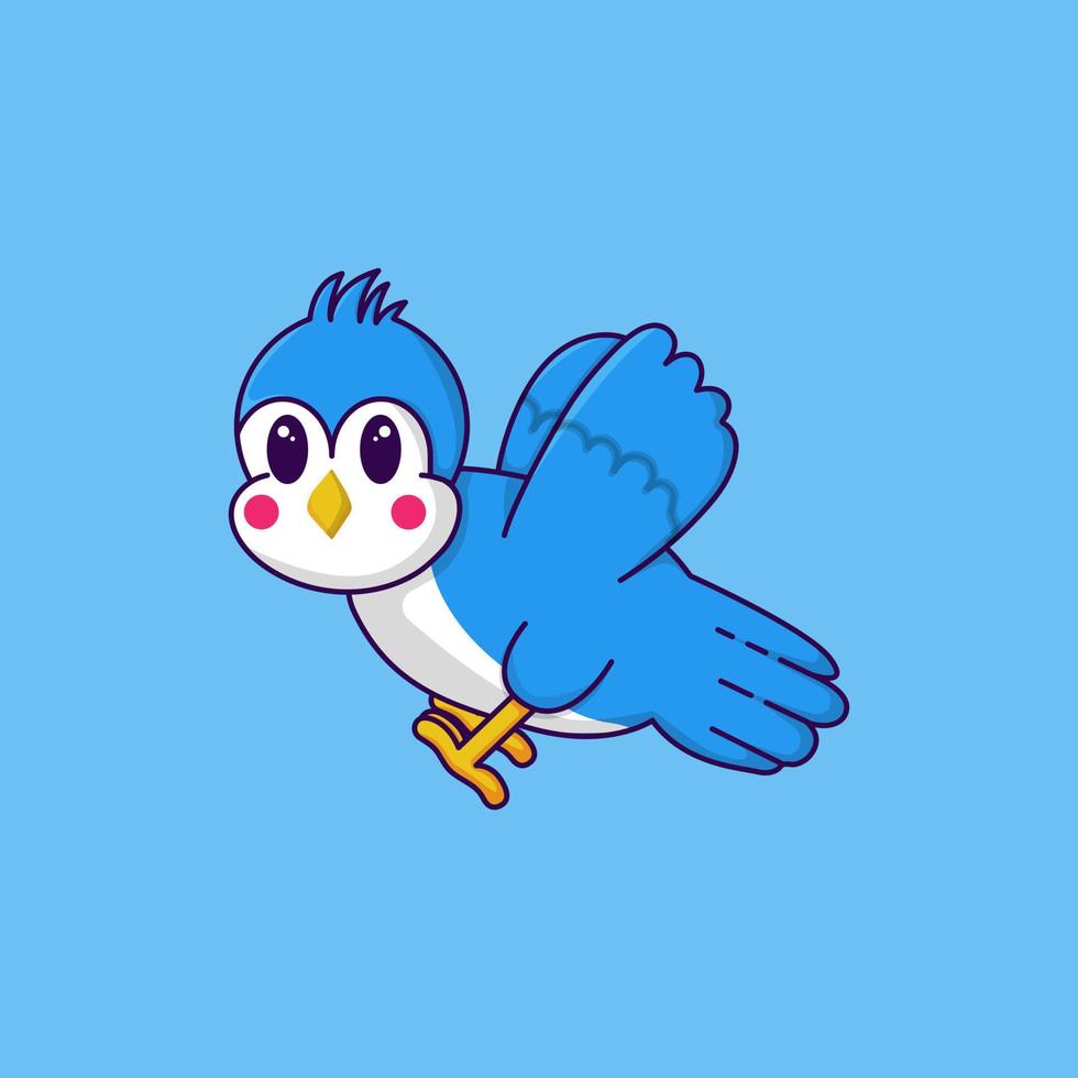 cute cartoon blue bird vector