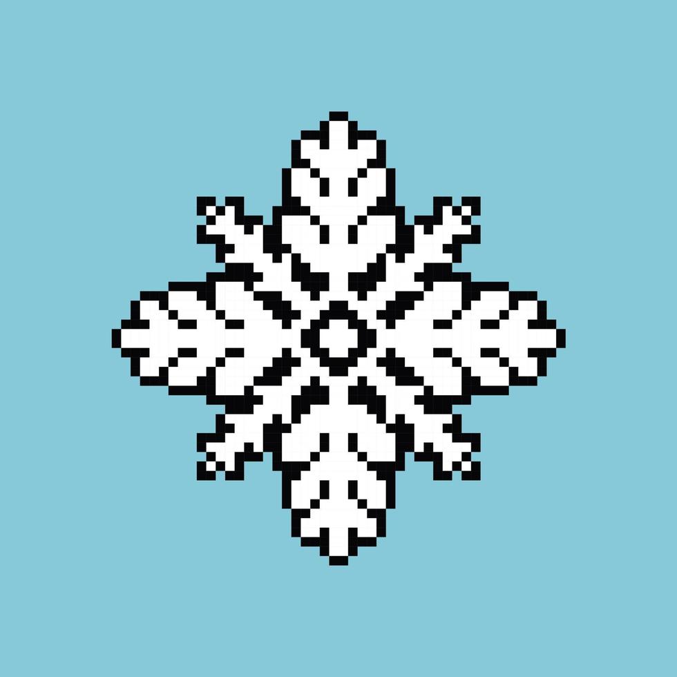 Fully editable snowflake icon vector illustration pixel art for game development, graphic design, poster and art