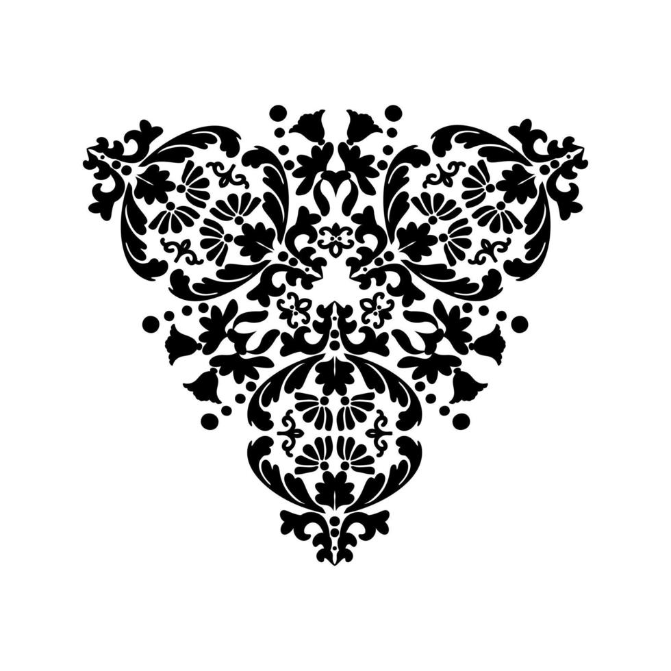 Black vector baroque ornament on white background. For stencil Tattoo marquetry laser cutting and prints.