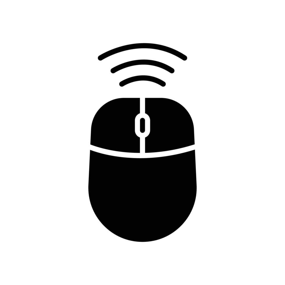 Computer mouse icon with signal. icon related to technology. smart device. Glyph icon style, solid. Simple design editable vector