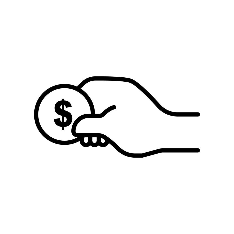 Hand holding dollar icon. icon related to charity, business. Line icon style. Simple design editable vector