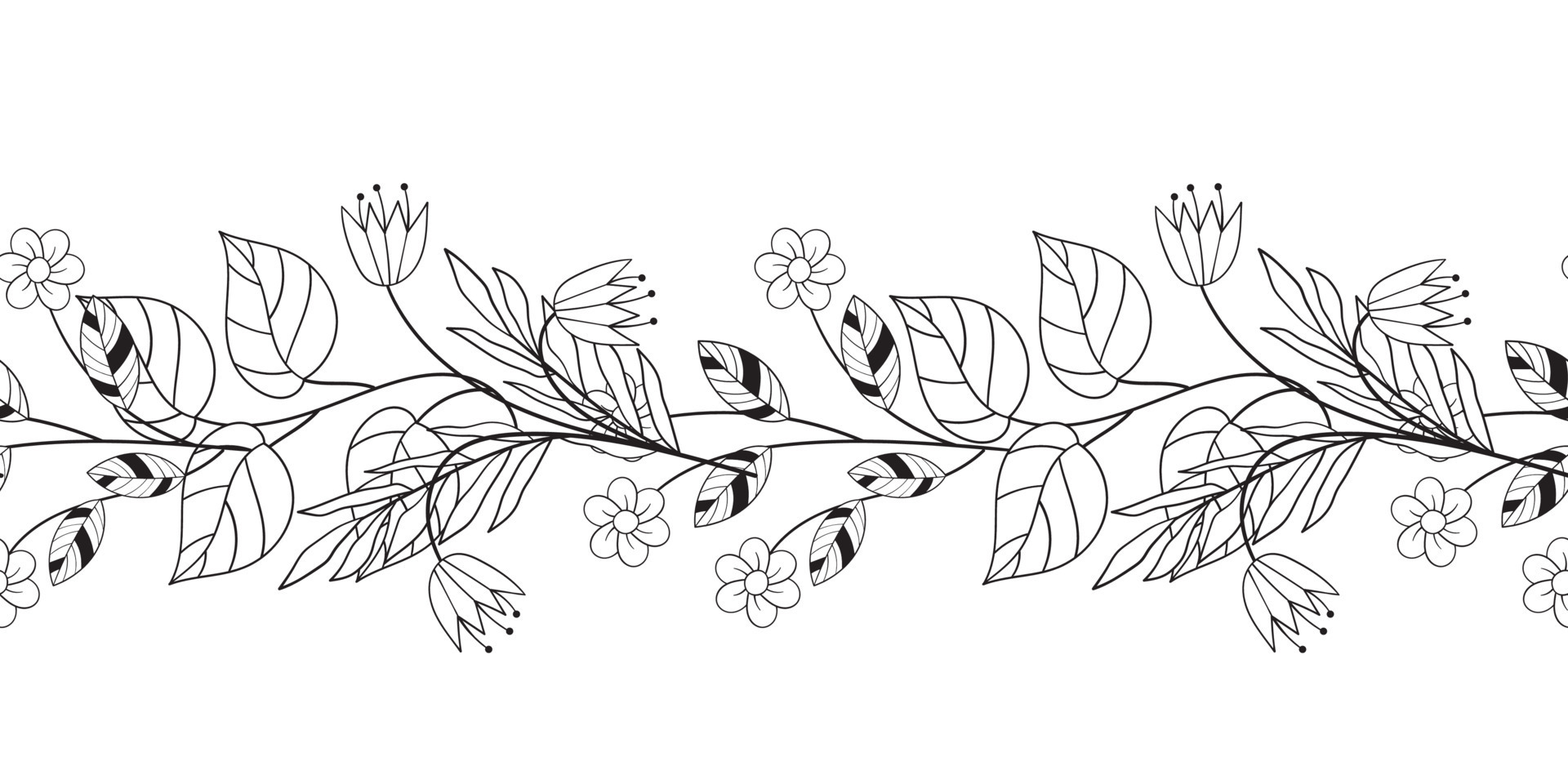 vintage-rustic-seamless-pattern-border-with-floral-motif-flowers-black