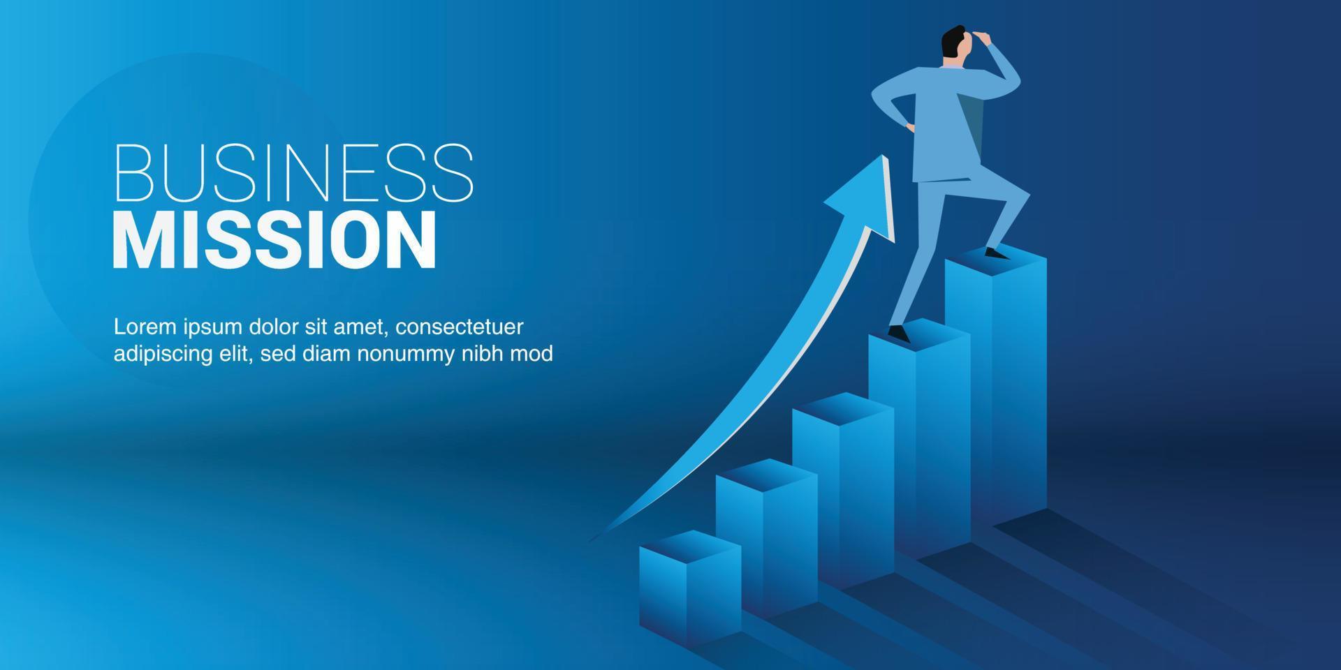 Business man success and growth chart arrow concept vector
