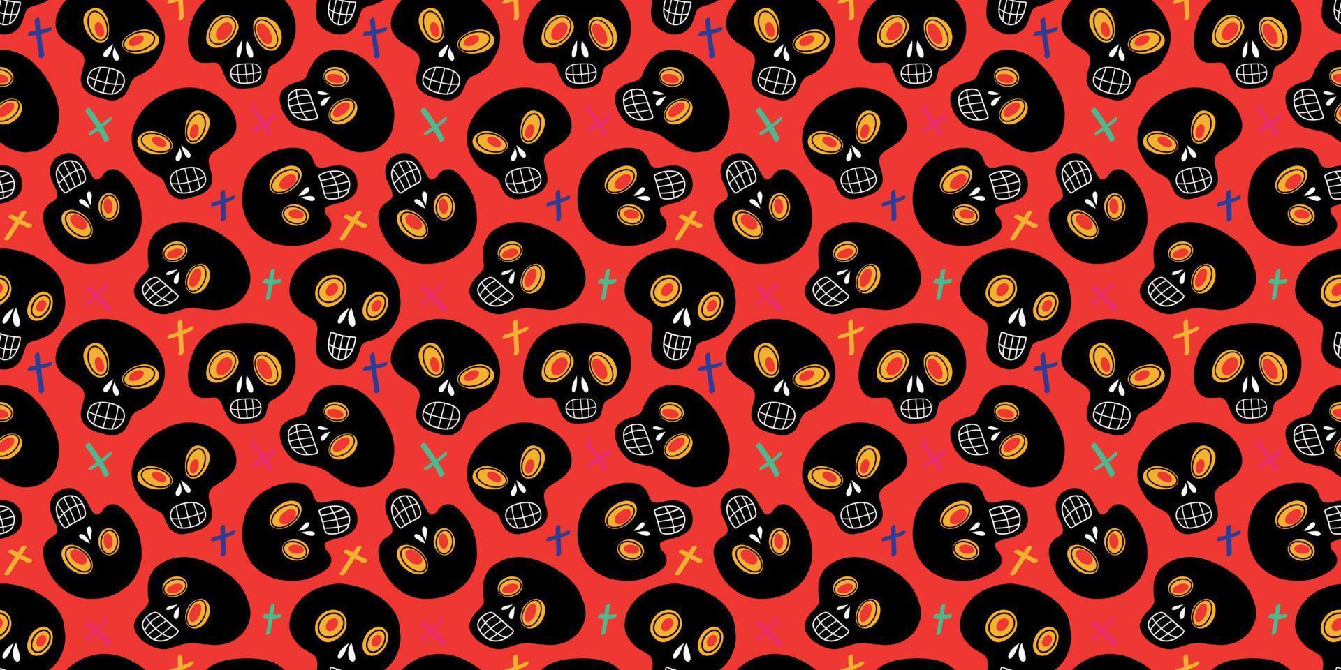 Seamless pattern with sugar skulls vector