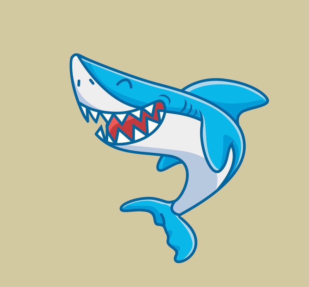 cute shark laughing. cartoon animal nature concept Isolated illustration. Flat Style suitable for Sticker Icon Design Premium Logo vector. Mascot Character vector