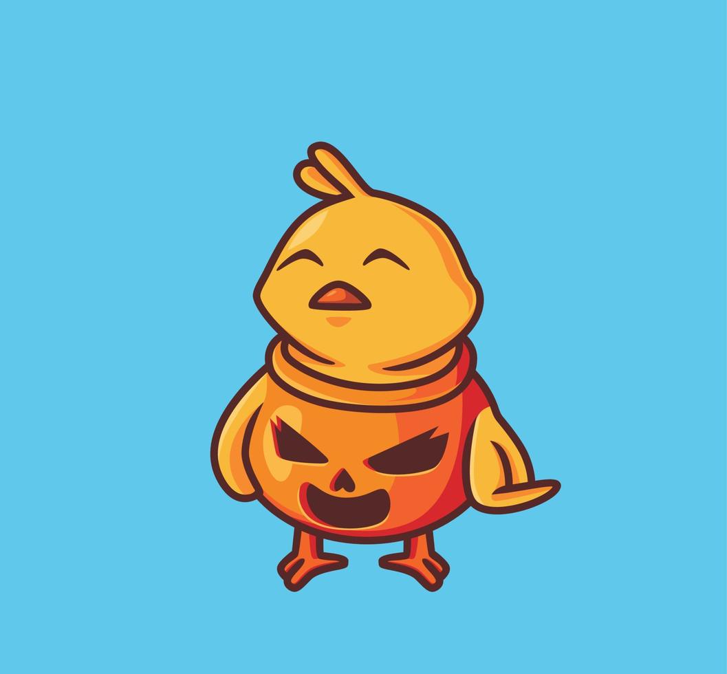 linda chica con disfraz de calabaza. ilustración de halloween de dibujos animados aislados. estilo plano adecuado para el vector de logotipo premium de diseño de icono de etiqueta. personaje mascota