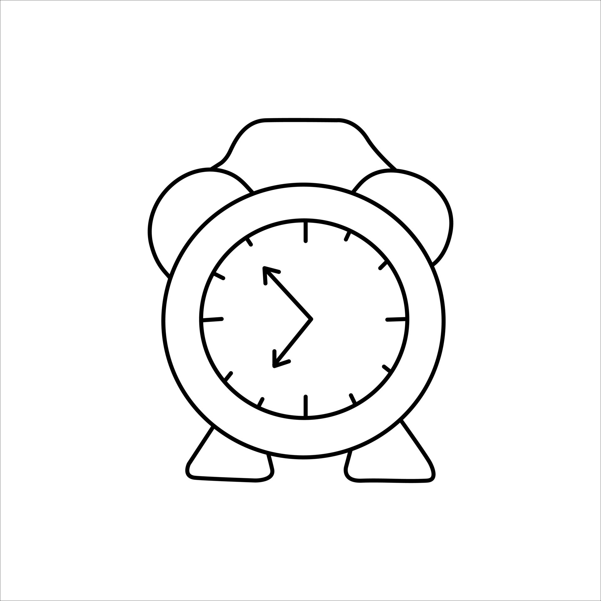 Alarm clock in a cute doodle style isolated on a white background